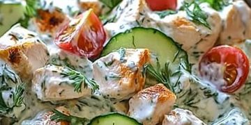 Griechischer Hähnchen Salat mit 200 g Tzatziki