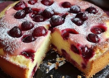 Kirschkuchen mit Vanillepudding