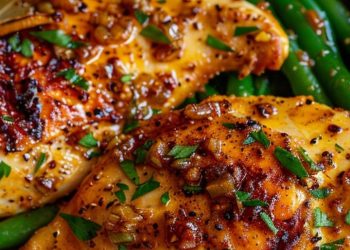 Zitronen-Knoblauch-Butter-Hähnchen mit grünen Bohnen 