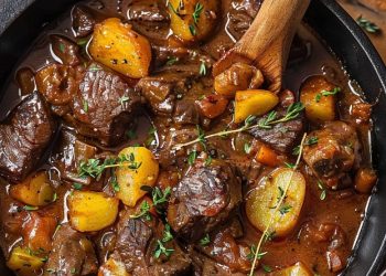 Herzhafter Hausgemachter Rindereintopf mit Wurzelgemüse