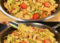 Spaghetti mit Garnelen in einer cremigen Sauce