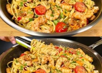 Spaghetti mit Garnelen in einer cremigen Sauce