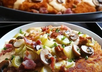 Schnitzelpfanne im Jägersauce geschmort