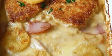 Ananas-Schinken-Schnitzel mit Käse überbacken