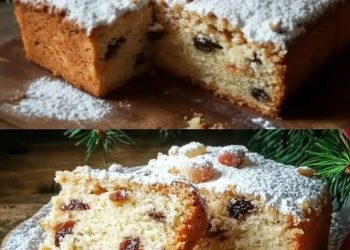 Stollenkuchen vom Blech mit Marzipan