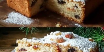 Stollenkuchen vom Blech mit Marzipan