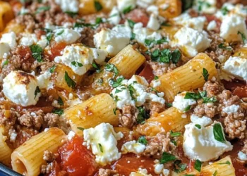 Griechischer Hack-Nudel-Auflauf mit Feta