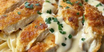 Hähnchenstreifen mit Champignon-Rahmsauce