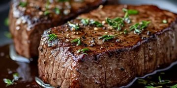 Kräuter-Rinderfilet mit Rotwein-Schokoladensauce 