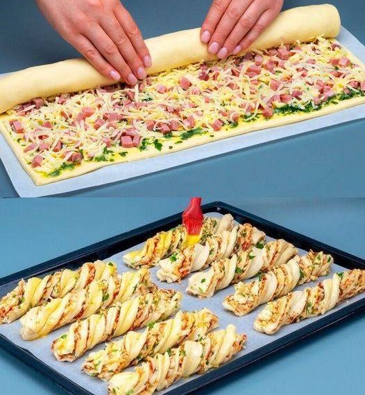 Alles was ihr braucht ist 4 Zutaten, Blätterteig Stangen mit Schinken