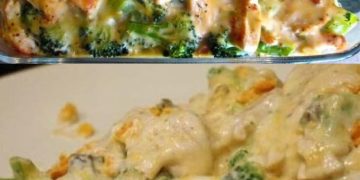 Mhmm ich liebe dieses Essen! – Brokkoli Hähnchenfilets in Käsesauce, überbacken