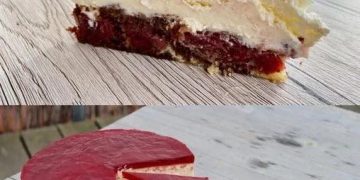 Geschmacklich erinnert mich bisschen an Donauwelle, ist aber leichter und schmeckt viel frischer