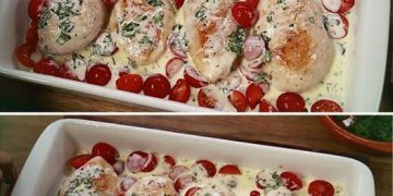 Mozzarella-Hähnchen in Basilikum-Sahnesauce