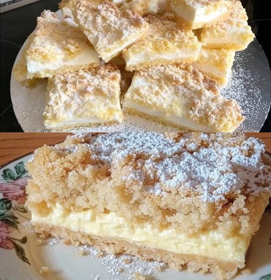 Streuselkuchen mit 2 Packung Vanillepudding und 40 Minuten Backzeit