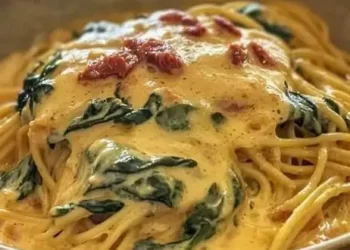 Spaghetti mit Spinat Frischkäse-Sauce