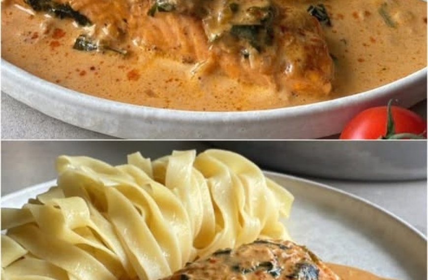 Lachsfilet in cremiger Spinat-Sahnesoße, ein Genuss jetzt zur Winterzeit